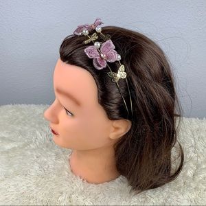 Purple Rhinestone Butterfly Headband